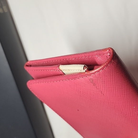 Authentic PRADA Saffiano Leather Long Wallet Pink Beige Bicolor - Picture 10 of 10